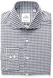 Ben Sherman Men's Royal Oxford Check Spread Collar Dress Shirt, Grey/Blue, 16.5