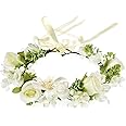 Vividsun Wedding Green Leaf Floral Crown Boho Bridal Flower Crown Maternity Photo Props Headpiece (A white)