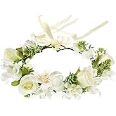 Vividsun Wedding Green Leaf Floral Crown Boho Bridal Flower Crown Maternity Photo Props Headpiece (A white)