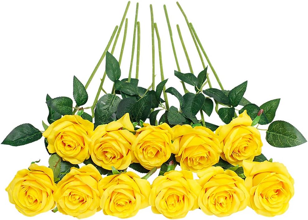 JUSTOYOU Rose Artificial Silk Flowers Bouquet Home Office Wedding