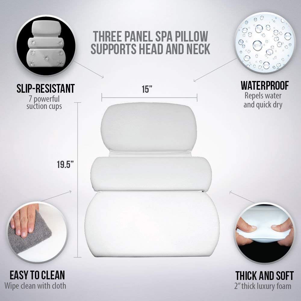 Gorilla Grip Original Spa Bath Pillow Features Powerful Gripping Technology, Comfortable, Soft, Large, 19.5 x 15, Luxury 3-Panel Design for Shoulder, Neck Support, Fits Any Size Tub, Jacuzzi, Cream: Home & Kitchen