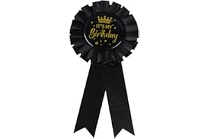 SHLAQIWA Its My Birthday Ribbon Pin Satin Fabric Happy Birthday Badge Pin Birthday Party Button Pins for Grils Boys, Birthday Girl Pin for Party Decoration Black, Silver, Pink, Purple, Pack of 1