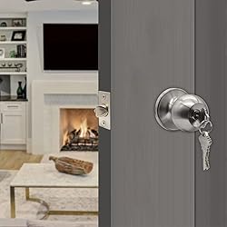 TPard 5" Backset Latch Keyed Entry Door Knob with