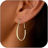 Ewrkb Chunky Hoop Earrings for Women, 14k Gold Plated Statement Big Hoops Earrings Lightweight Dangle Drop Earrings for Women Trendy Hypoallergenic Chunky Gold Hoop Earrings Fashion Womens Jewelry