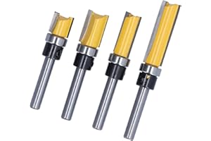 Pomya Flush Trim Hinge Router Bit Durable Cutting Tool for Woodworking Professionals 1/4in Shank 4Pcs Trim Bits for Woodworke