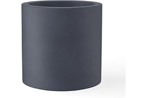 Kante 9.8" Dia Round Concrete Planter, Modern Style Large Cylindrical Plant Pot with Drainage Hole and Rubber Plug for Indoor Outdoor Patio, Charcoal