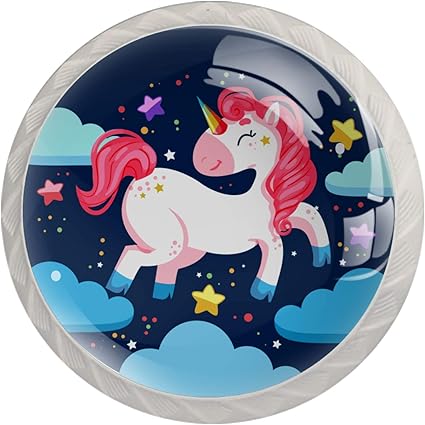 Z&Q Pomos de Hardware del gabinete Unicornio Nube Cielo Estrellado 4 Un