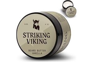 Striking Viking Beard Butter - Non-Greasy Moisturizer With Natural Ingredients (Vanilla, 4oz) - Keep Your Beard Hydrated and Refreshing
