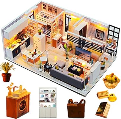 Spilay Diy Miniature Dollhouse Wooden Furniture Kit Handmade Mini