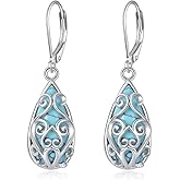 Turquoise Earrings S925 Sterling Silver Filigree/Celtic Drop Dangle Earrings Turquoise Jewelry Gifts for Women