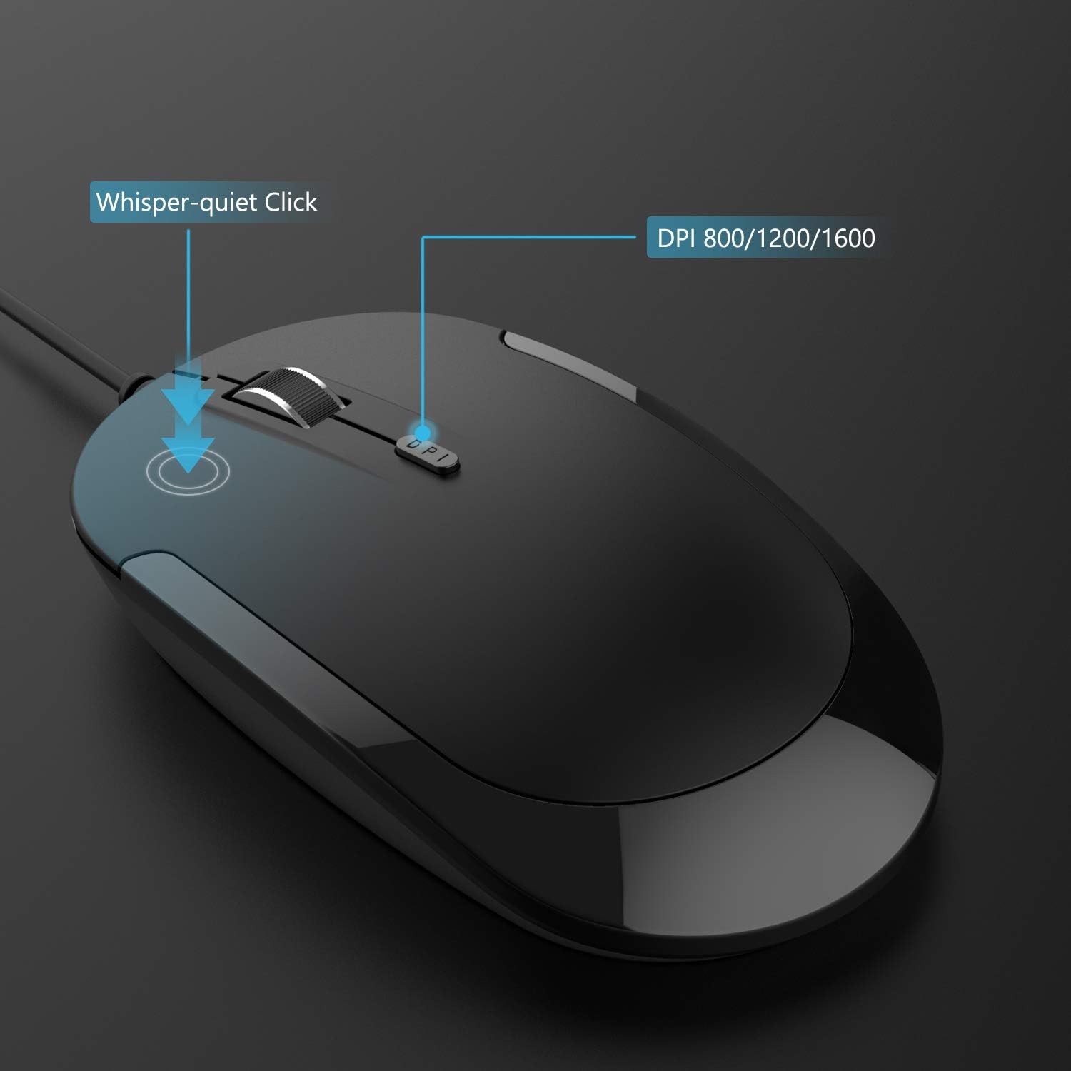 Wired Keyboard and Mouse, Jelly Comb Ultra Thin Full Size USB Wire Corded Keyboard Mouse Combo Set with Number Pad for Computer, Laptop, PC, Desktop, Notebook, Windows 7, 8, 10 (Black): Computers & Accessories
