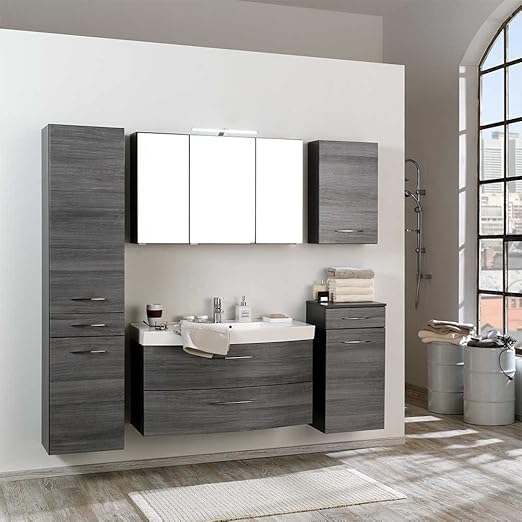 Pharao24 Badmobel Set Blacingos In Eiche Grau Komplett 5 Teilig Amazon De Kuche Haushalt