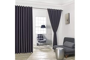 WARM HOME DESIGNS Extra Large 2 Charcoal Wall to Wall Curtains 108"x132" Each with 2 Matching Tie-Backs. Total Width is 216 Inches (18 feet). Great as Room Dividers or Partitions. N Charcoal Wall 132"