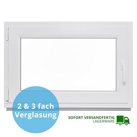 Panorama24 Kellerfenster - BxH: 80x80 cm - Kunststoff - Fenster - weiß - 3-fach-Verglasung - DIN rechts - 60mm Profil - LAGER