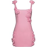 JW PEI Women's Elaina Pink Rosette Applique Mini Dress