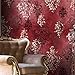 HaokHome 66111 Vintage Red Damask Wallpaper Rolls Crimson Red/Ivory/Brown Retro Textured Wall Decoration 20.8