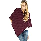 Back From Bali Womens Cable Knit Poncho Sweater Cape Boho Soft Casual