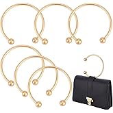PH PandaHall 6pcs Gold Metal Purse Handles 3.9 inch Semicircle Bag Handles Frame Handbag Handles Replacement with Beads for Crocheted Macrame Bags Craft Handbag Handmade DIY Making