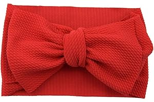 Koolgil Baby Girl's 8'' Soft Big Bow knot Nylon Headband Toddler Hairband for Photography Travel Party Festivals (Red)