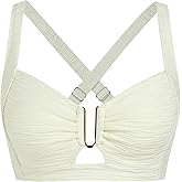 ZAFUL Women U-Wired Bikini Top Only- Ruched Cut Out Back-Cross Adjustable Straps Bathing Suit Top Only for Large Bust