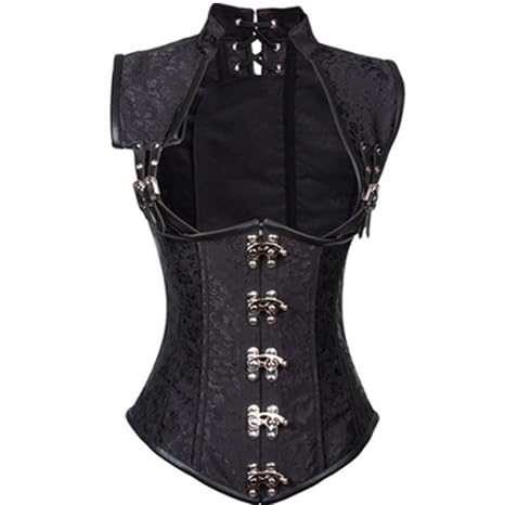 FeelinGirl Damen Korsett mit Stahlstäbchen - Brokatmuster - Retro/Gothic/Steampunk-Stahl ohne Knochen