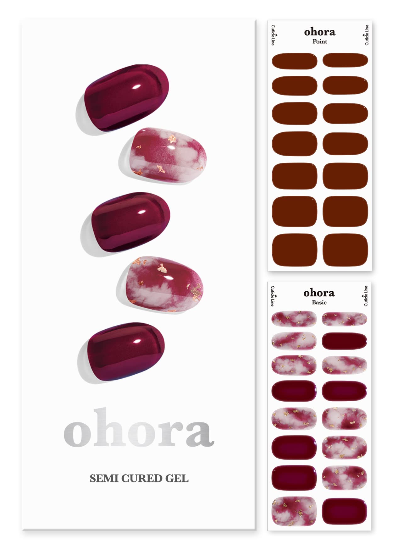 Photo 1 of ohora Semi Cured Gel Nail Strips (N Mulberry) - Red, Ombre, Works with Any UV/LED Lamps, Salon-Quality, Long Lasting, Easy to Apply & Remove - Includes 2 Prep Pads, Nail File & Wooden Stick
