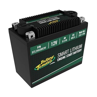 Battery Tender Engine Start Battery: Lithium Motorcycle Battery with Smart Battery Management System (BMS) - 12V 8.0 AH 480 CCA Lightweight Starting Batteries for Motorcycles and ATVs - BTL24A480CW