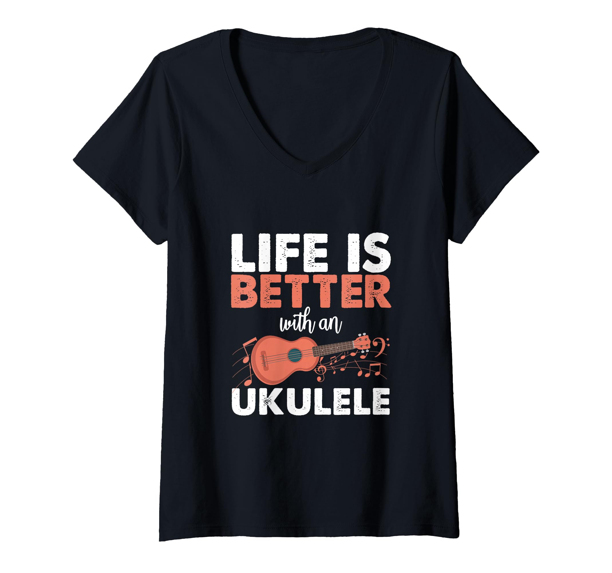 Womens Life Is Better With An Ukulele Uke Hawaii Musician Acoustic V-Neck T-Shirt