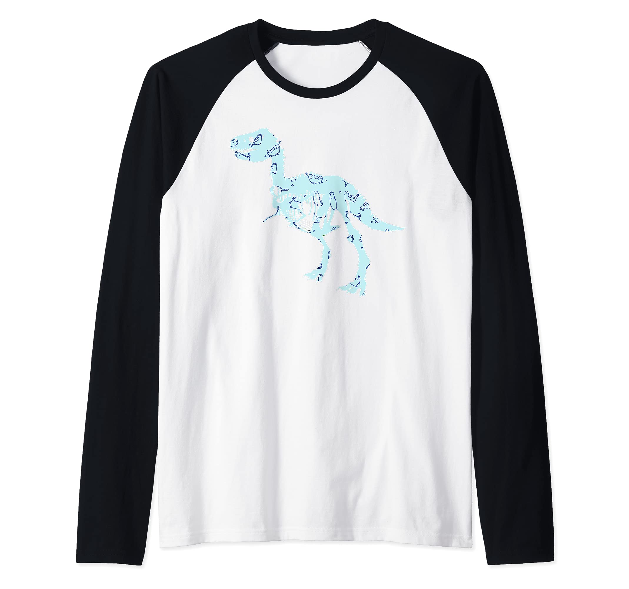 Tyrannosaurus Rex Animal T-Rex Creepy Dinosaur Raglan Baseball Tee