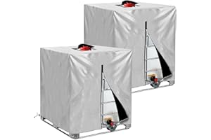 IBC Tote Cover 275 Gallon 420D Fabric Sunshade Waterproof Water Tank Protective Cover with Zipper for 1000L Outdoor Garden Wa