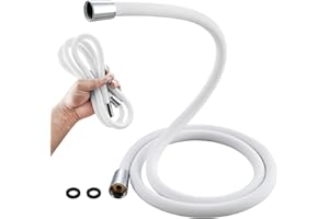TRIPHIL Flexible Silicone Shower Hose, 5 Foot Kink-free Handheld Shower Head Hose Replacement, Anti-Explosion RV Shower Hose with Brass Insert and Nut for Bathing Pet Cleaning 59 Inches, Matte White