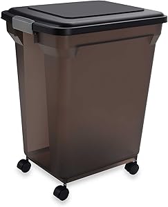IRIS USA Medium Airtight Mobile Pet Food Container (XLARGE, SMOKE)