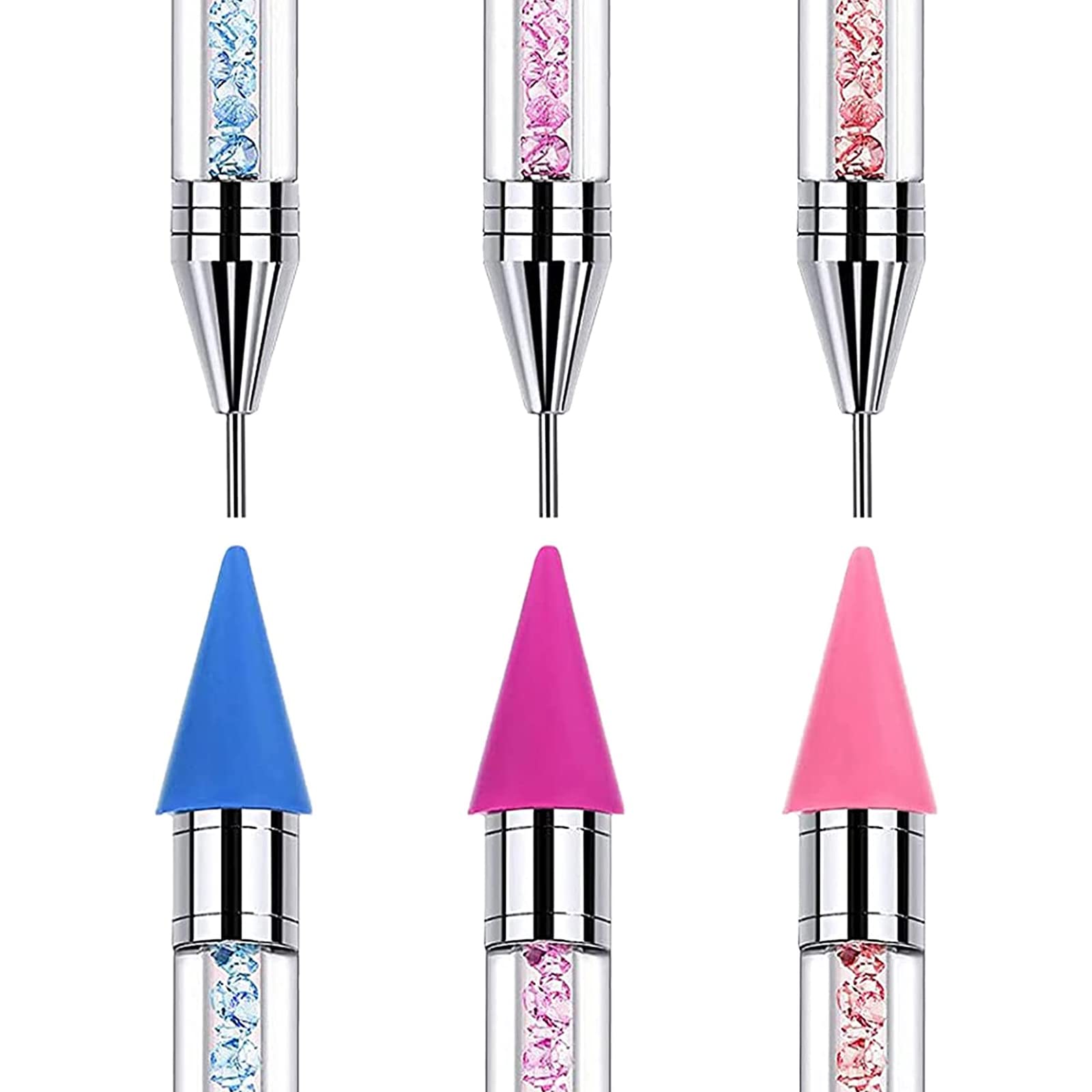 SPOKKI 3 PCS Diamond Painting Pens, Diamond Art Pens No Wax Needed Self-Stick Drill Pens, Diamond Painting Accessories for DIY Crafts Painting Cross-Stitch Nail Art (Pink+blue+purple)