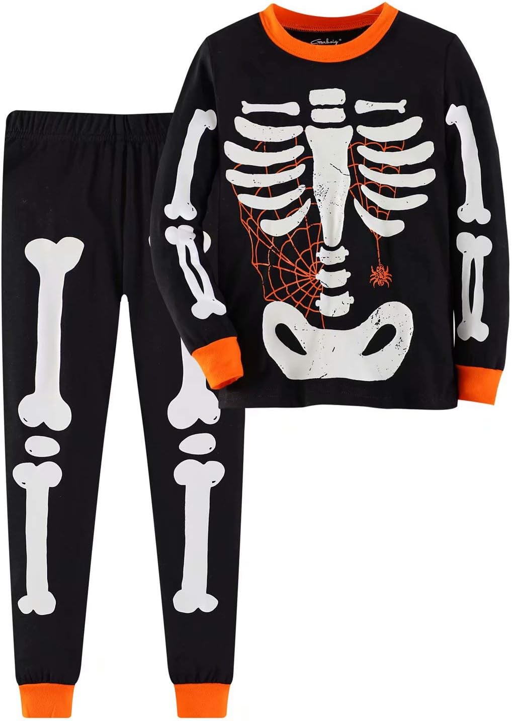 Jobakids Boys 2-Piece Glow-in-The-Dark Snug Fit Cotton Halloween PJs