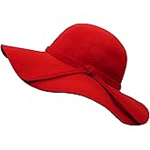 Bienvenu Women's Wide Brim Wool Ribbon Band Floppy Hat