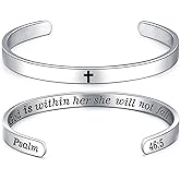 MUERDOU Inspirational Cuff Bracelet Bangle for Women Christian Bible Verse Bracelet Prayer Faith Religious Stainless Steel Bangle Gifts for Her