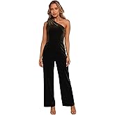Petal & Pup womens Xita Velvet One Shoulder Jumpsuit - Olive