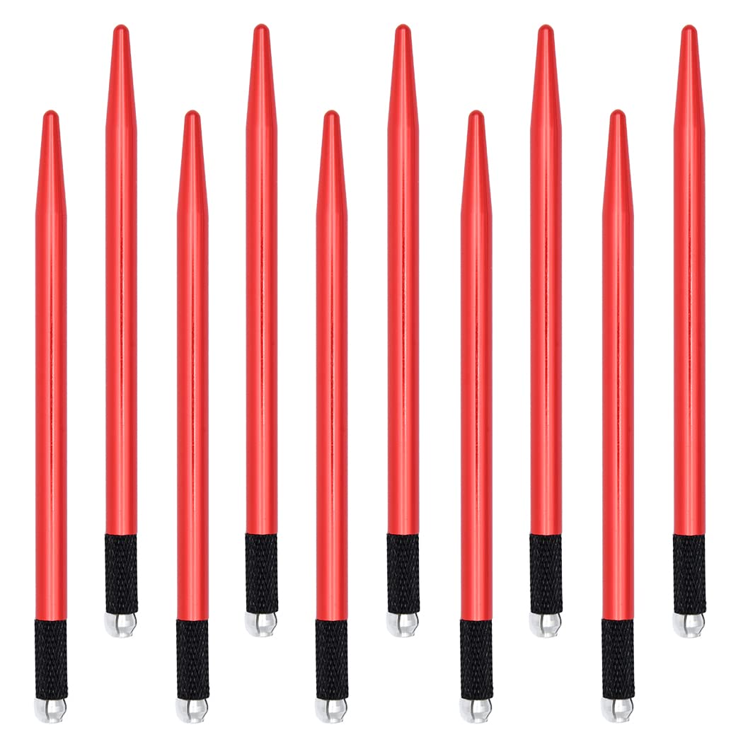 XIAOYU 10 Pieces Microblading Pens Kit Light Manual Fog Tattoo Eyebrow Pens for Makeup Handmade Eyebrow Tool Supplies(Red) — image 1