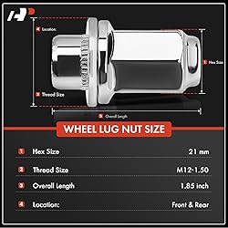A-Premium 10Pcs M12 x 1.5 Wheel Lug Nuts Compatible