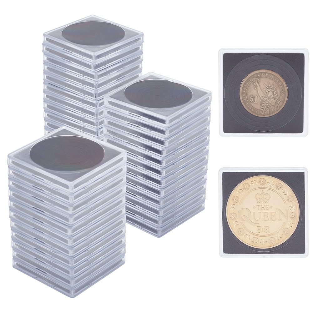 WEBEEDY 40 Pcs Coin Display Holder Coin Snap Holder Protect Gasket Coin Holder Case Silver Dollar Display Box Case for Coin Collection Supplies