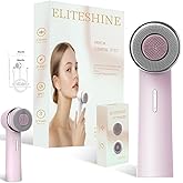 Eliteshine Electric Facial Cleansing Brush with Dual-Rotating Silicone and Bristle Brushheads,Electric Silicone Face Scrubber Exfoliator,Face Cleansing Brush, Rechargeable, for Face Skin Issues,Pink
