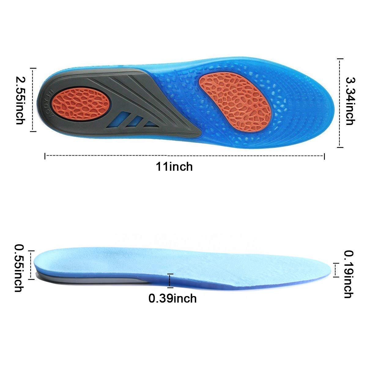 HLYOON GEL Sports Orthotic Insoles, Full Length Performance Shoe Insoles, Relieve Foot Pain and Fasciitis (UK women\'s (4-9))