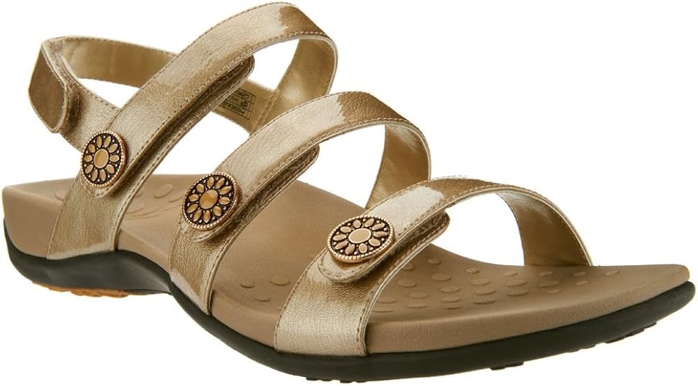 Gold Cork | Supportive sandals, T strap sandals, Vionic shoes