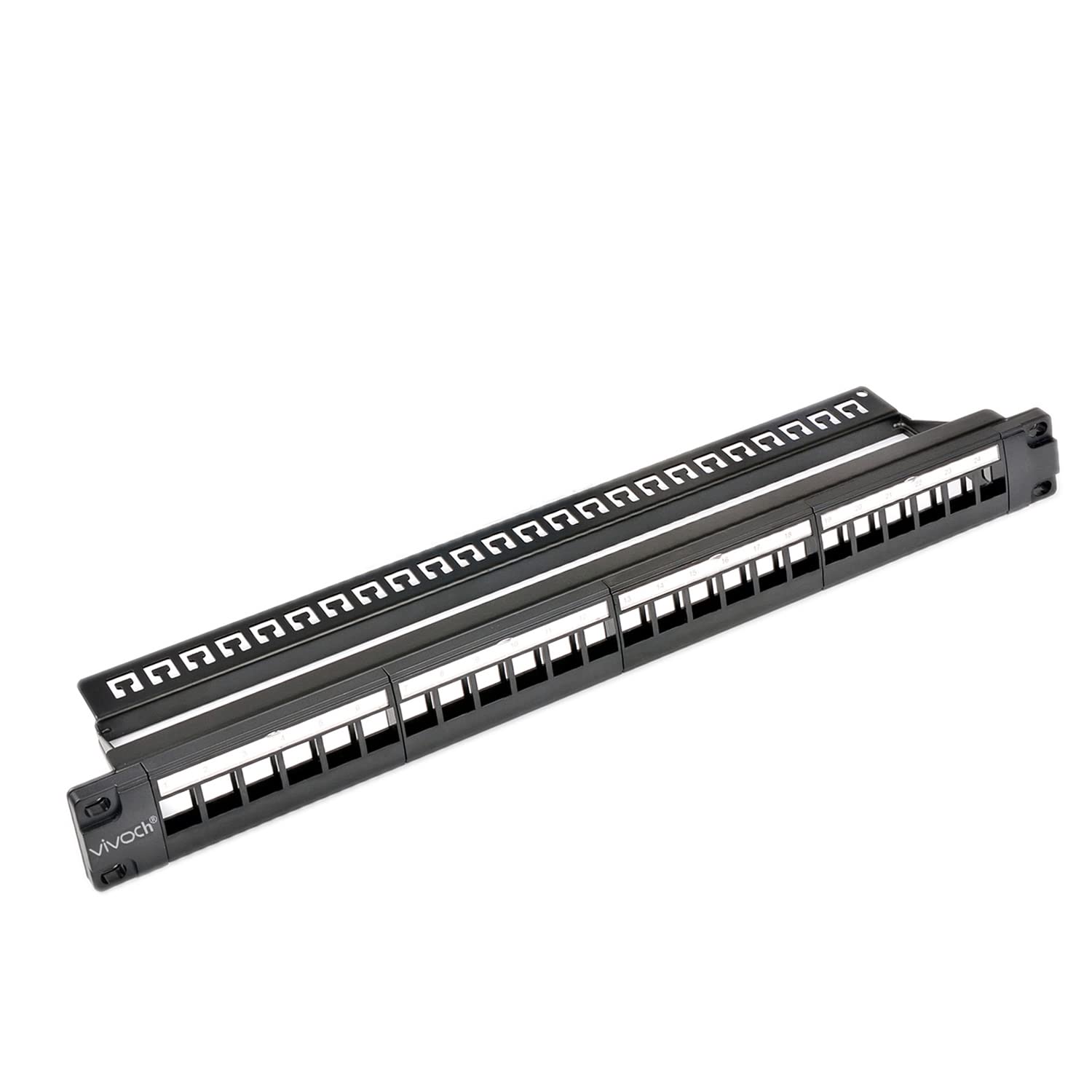 1U 24 Ports Blank Patch Panel Unload Modular Patch Panel Blank Frame with Cable Manager Bar