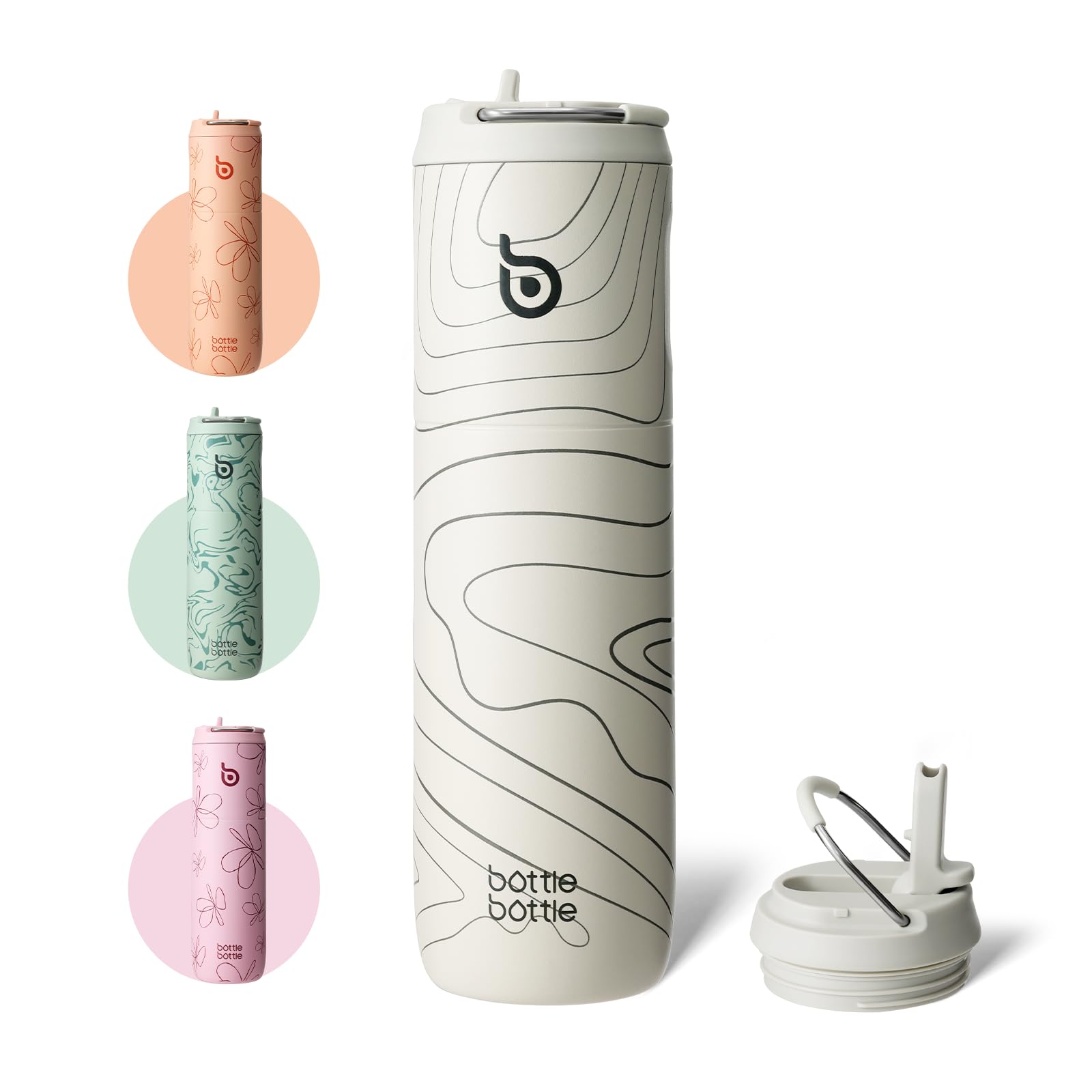 Bottle Bottle Stainless Steel Water Bottle 700ml with Straw and Lid Sports Insulated Metal Water Bottles with Handle(Peak Grey) — image 1