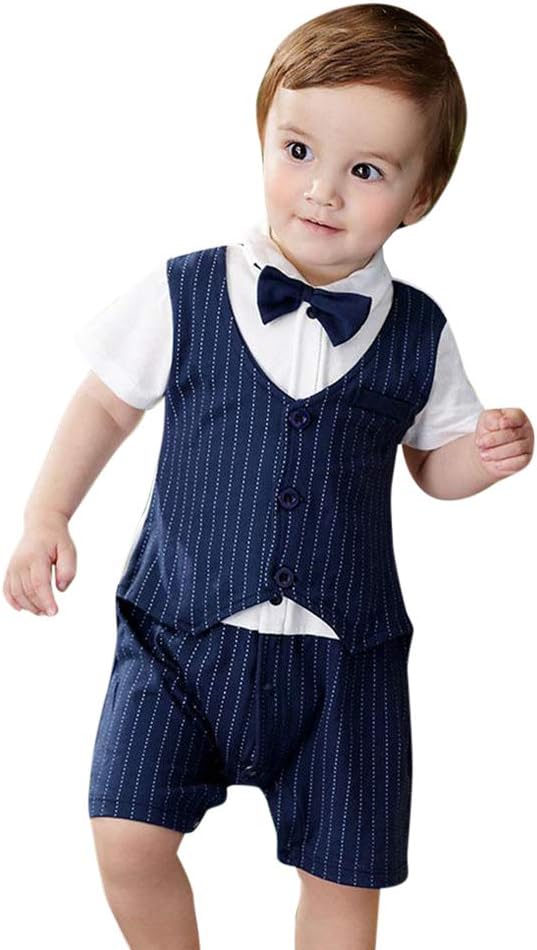Si Noir by Hopscotch Boys Cotton Half Sleeves Stripes Romper in Navy Color