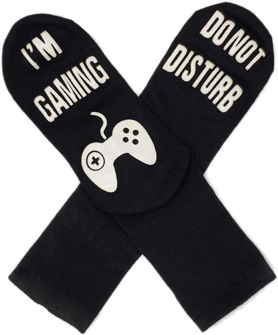 Himozoo 'Do Not Disturb I'm Gaming' Socks,Funny Saying Knitting Word Combed Cotton Gamer Socks- Funny Gift For Gamer Lovers (Black)