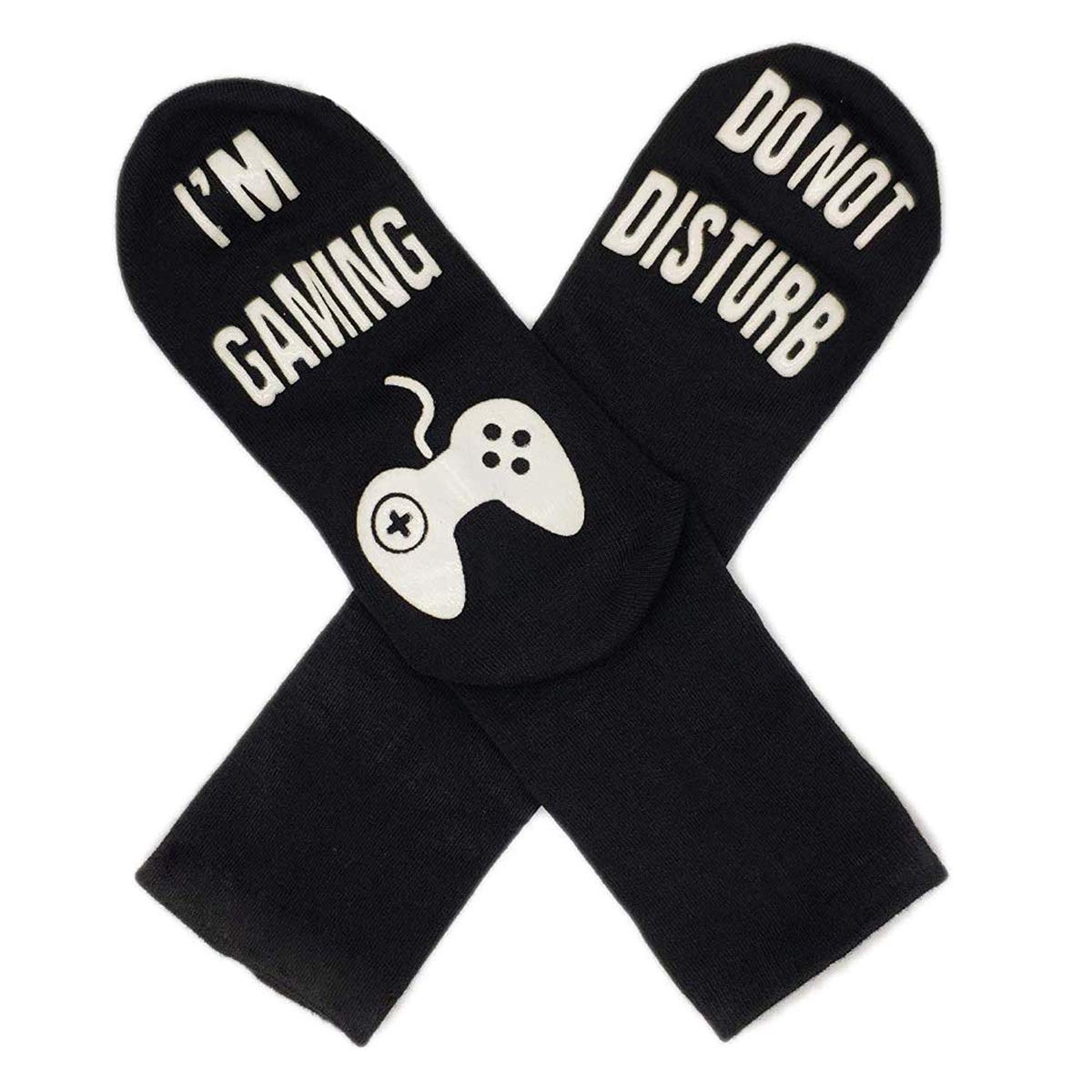Himozoo 'Do Not Disturb I'm Gaming' Socks,Funny Saying Knitting Word Combed Cotton Gamer Socks- Funny Gift For Gamer Lovers (Black)