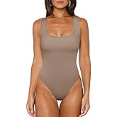 REORIA Body Suits Tank Top for Women Scoop Neck Sleeveless Ribbed Sexy Slimming Bodysuit Tops 2026 Summer Going Out Outfits