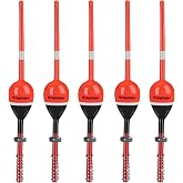 THKFISH Balsa Wood Spring Bobbers with Oval Slip Bobbers, Fishing Floats | 5pcs Fishing Floats and Bobbers for Crappie Panfish Walleyes Fixed Bobber (1"X0.7"X6") (1.25"X0.75"X6") (2"X1.14"X5.86")